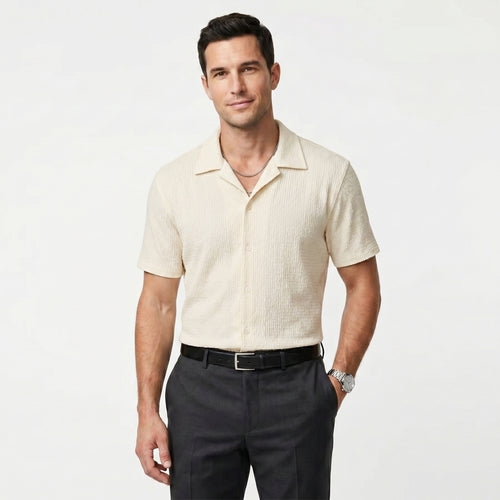 Textured Camp Collar Shirt