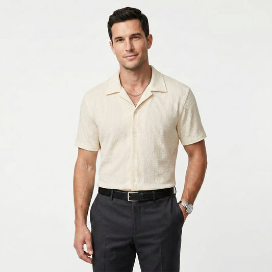 Textured Camp Collar Shirt