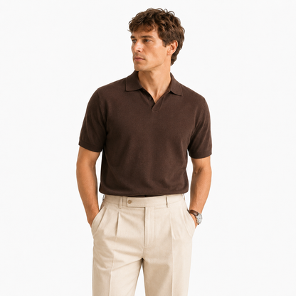 Open Collar Knit Polo