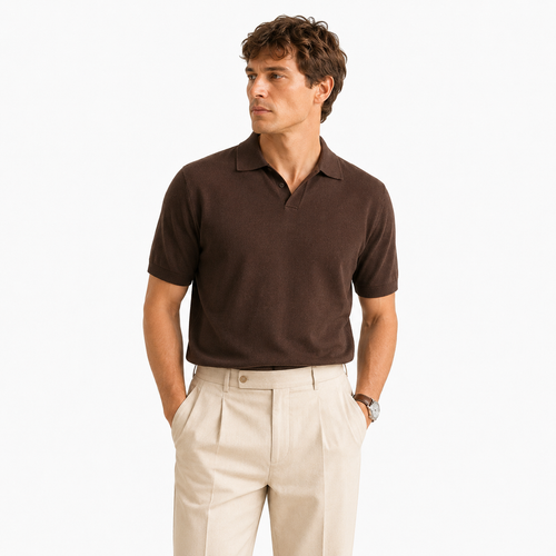 Open Collar Knit Polo