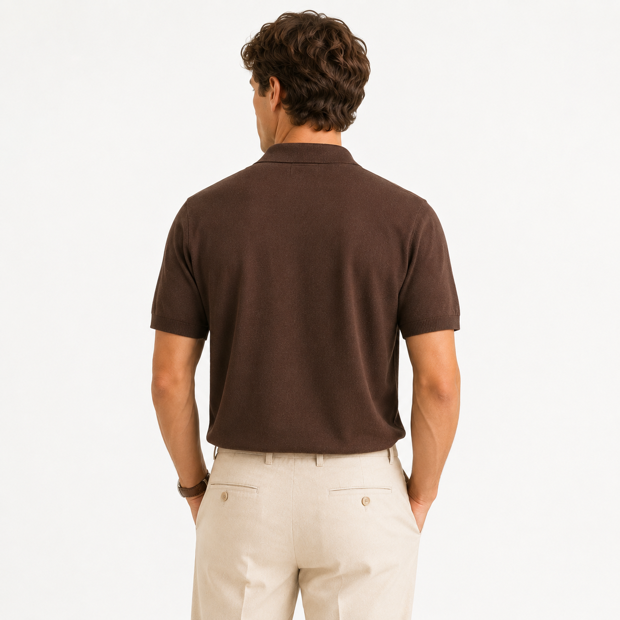 Open Collar Knit Polo