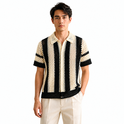 Crochet Stripe Polo