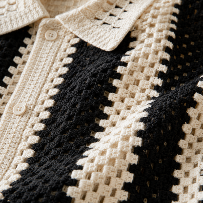 Crochet Stripe Polo