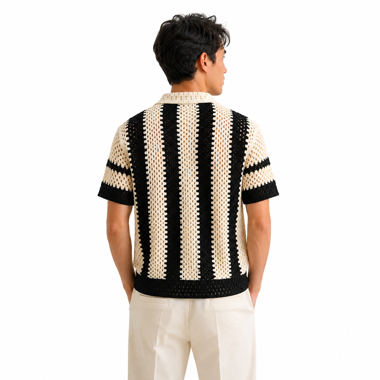 Crochet Stripe Polo
