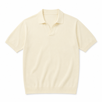 Open Collar Knit Polo